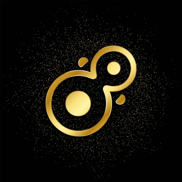 Hücre, bölüm altın ikonu. Altın parçacık arkaplanının vektör çizimi. Altın vektör simgesi