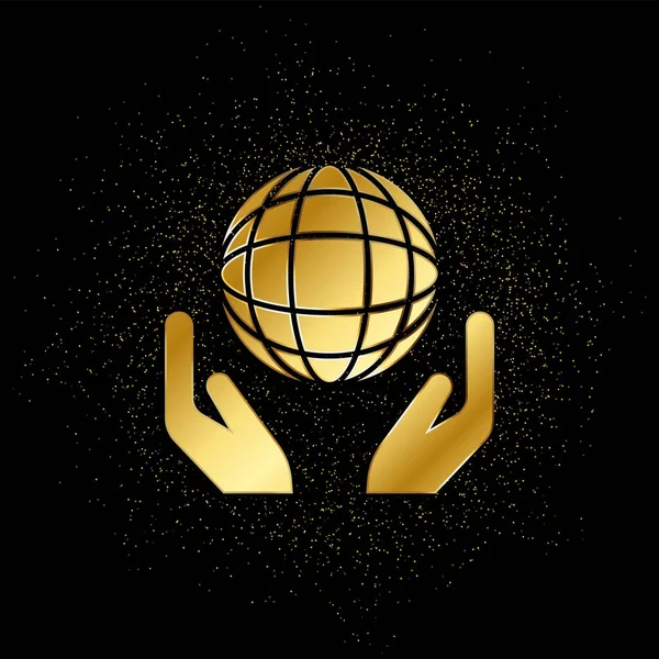 Safe World Gold Icon Vector Illustration Golden Particle Background Gold — Stock Vector