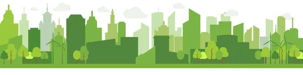 Las Ciudades Verdes Ayudan Mundo Con Concepto Ecológico Ideas Vector — Archivo Imágenes Vectoriales