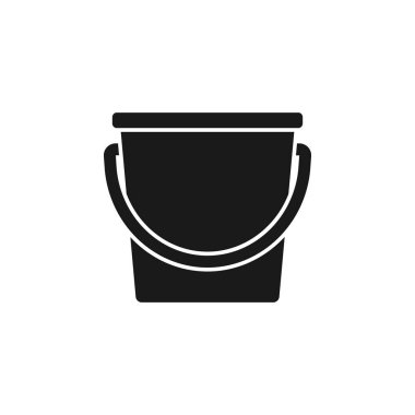 Kova simgesi, uygulama, web ve dijital tasarım için izole edilmiş işaret sembolü ve düz stil. Vektör çizimi. Kova, buz kovası, kova, su kovası, su kabı simgesi.