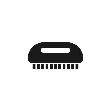 Temizlik malzemeleri, giysiler, daireler, ayakkabılar için fırça. Temizlik fırçası. Yoğun tüylü fırça. Vektör çizimi. Kabarcık