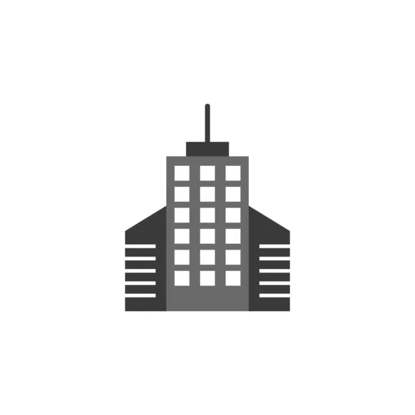 Costruire Icona Vettoriale Illustrazione Dell Edificio Nero Icona Vettoriale Bianca — Vettoriale Stock