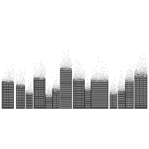 Quadratisch Gepunktete Stadt Abstrakter City Vektor Equalizer Hintergrund Transparente Stadtlandschaft — Stockvektor