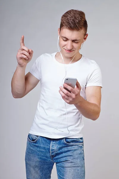 Jovem Com Telefone Nas Mãos — Fotografia de Stock