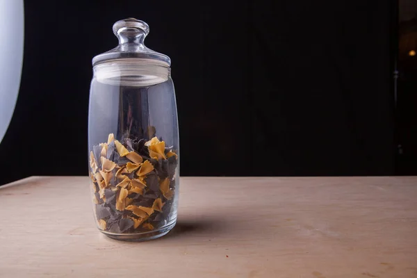 Pasta Tazón Vidrio Sobre Una Mesa Estudio — Foto de Stock