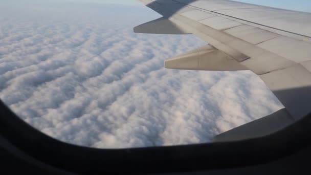 Střelba Obloha Mraky Okénka Létajícího Letadla — Stock video