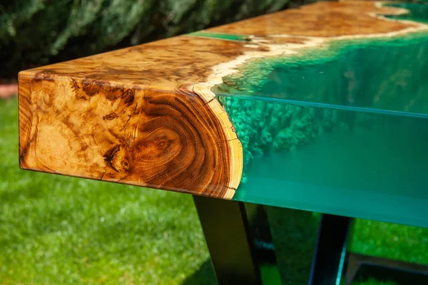 Mesa Madera Hecha Mano Resina Epoxi — Foto de Stock