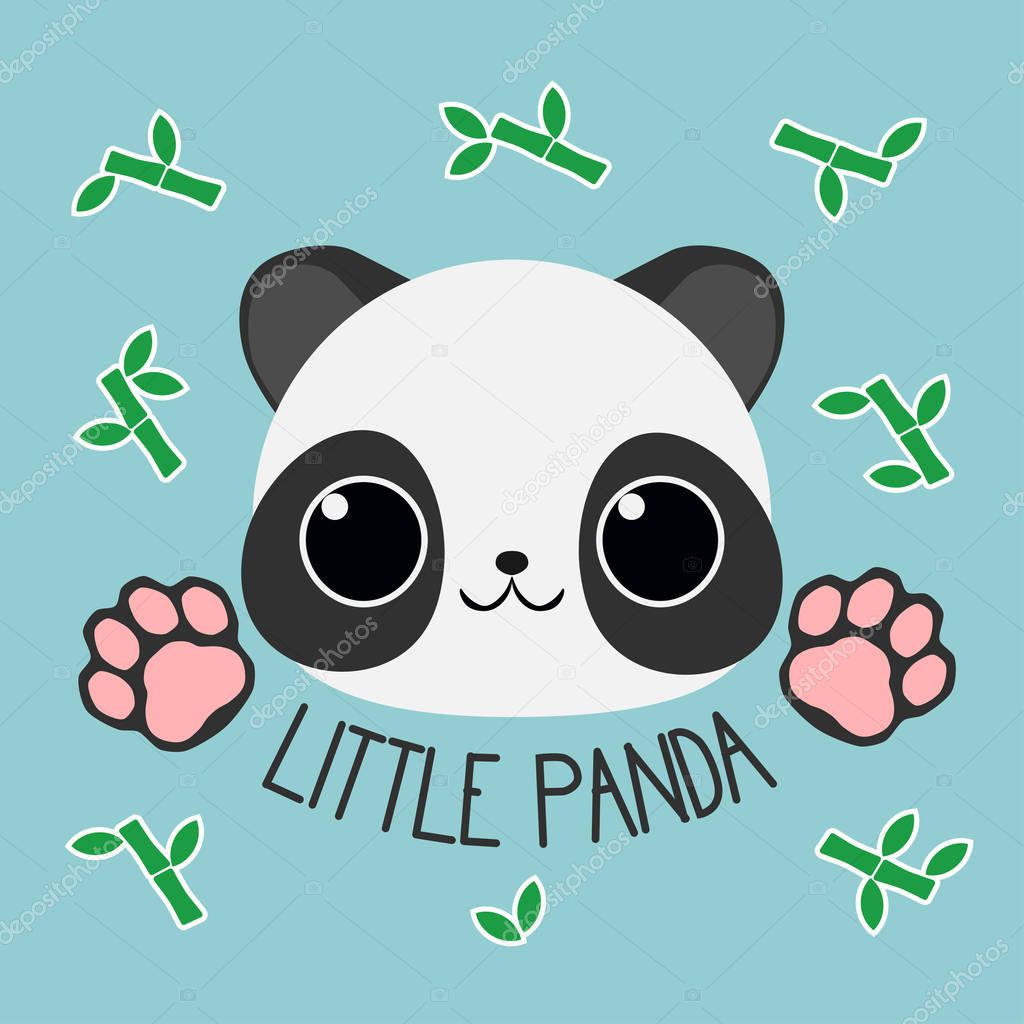 Download Cute Baby Panda Emblem Blue Background Bamboo Branches ...