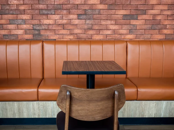 Furniture Decoration Cafe Retro Style Empty Wood Table Bar Orange — Stock Photo, Image