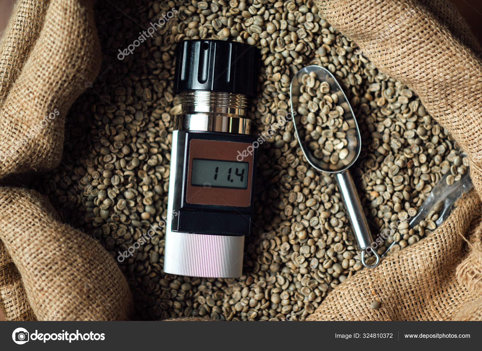 Device for measuring the humidity of coffee beans in a bag with Stock