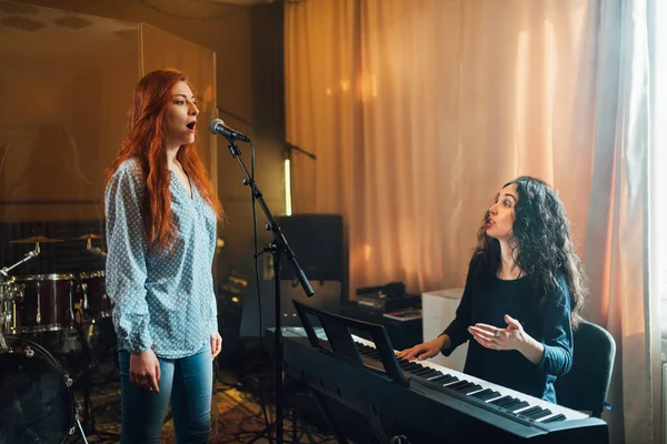 Bir vokaliste eşlik eden bayan müzisyen