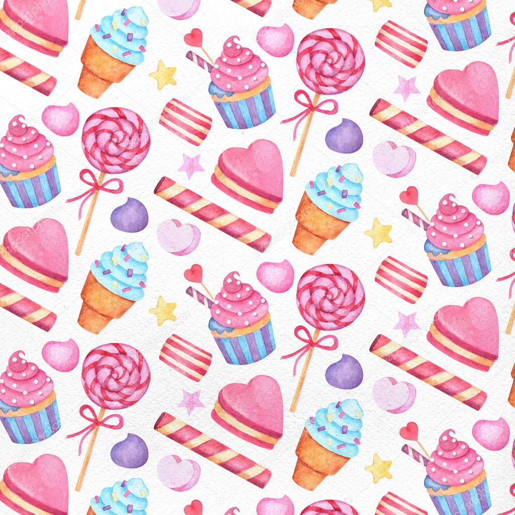 sweets in the vector. Seamless background