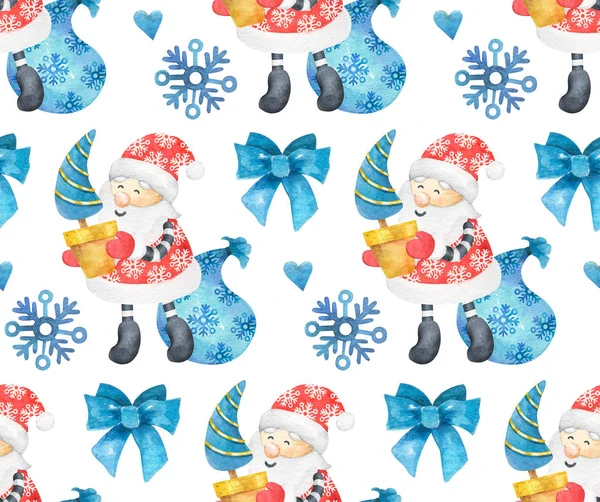 Seamless Pattern Santa Claus Christmas Illustration White Background — Stockfoto