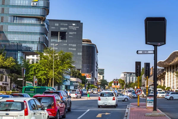 Johannesburg Zuid Afrika Februari 2018 Verkeer Kruispunt Centrale Zakenwijk Met — Stockfoto