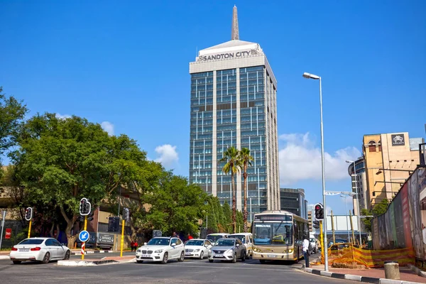 Joanesburgo África Sul Fevereiro 2018 Edifícios Modernos Tráfego Centro Cidade — Fotografia de Stock
