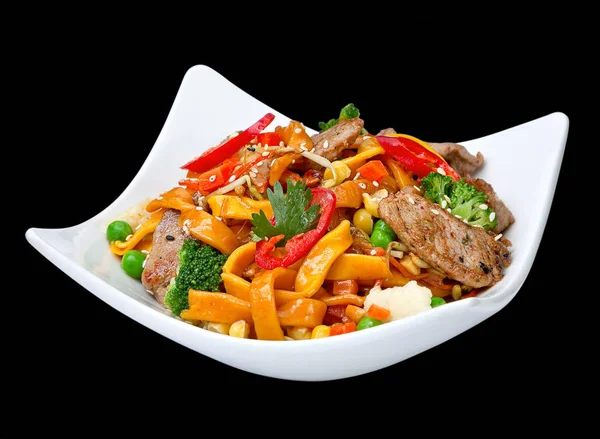 Egg noodle with lamb pieces — Stock Photo, Image