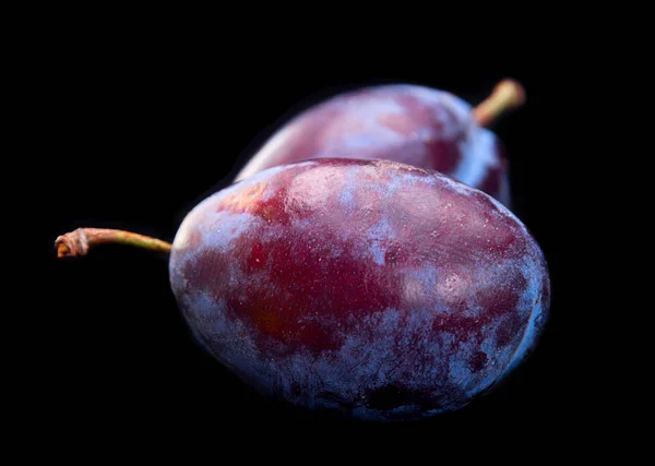 Sayuran plum di atas hitam — Stok Foto