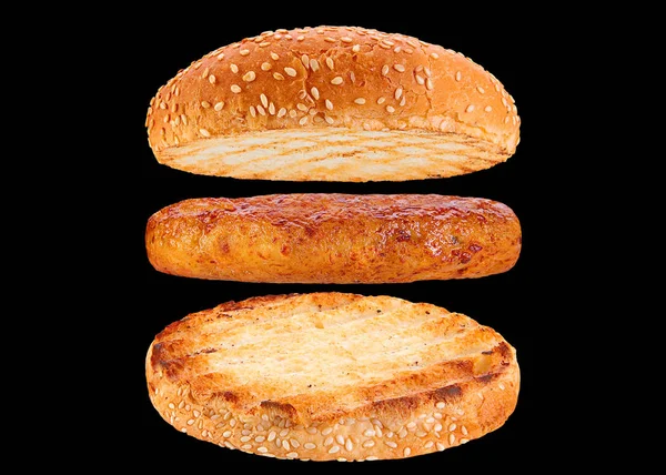 Brötchen und Hühnchen Rissole Zutat Hamburger — Stockfoto