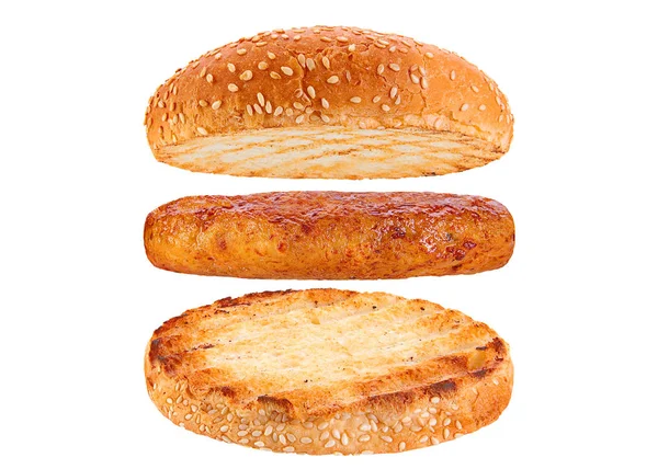 Bun and chicken rissole ingredient hamburger — Stock Photo, Image