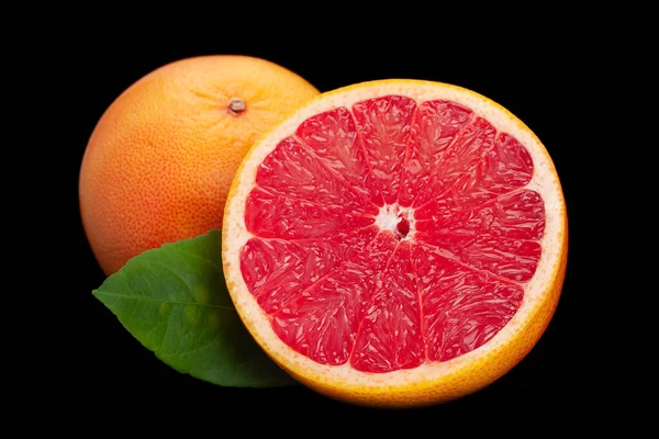 Citrus Meyvesi Kırmızı Greyfurt Yakın Plan Siyah Zemin Üzerinde Izole — Stok fotoğraf