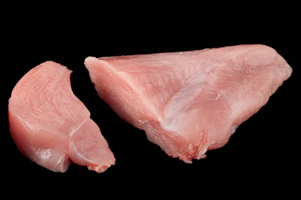 Kycklingfilé Närbild Isolerad Svart Bakgrund — Stockfoto