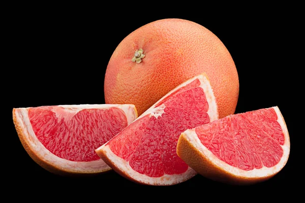 Orange Grapefruit Nahaufnahme Isoliert Auf Schwarzem Hintergrund — Stockfoto