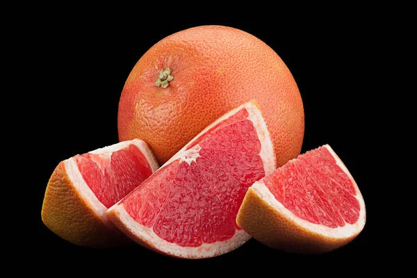 Orange Grapefruit Nahaufnahme Isoliert Auf Schwarzem Hintergrund — Stockfoto