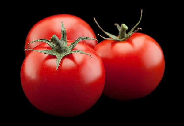 Manojo Tomate Cereza Primer Plano Aislado Sobre Fondo Negro —  Fotos de Stock