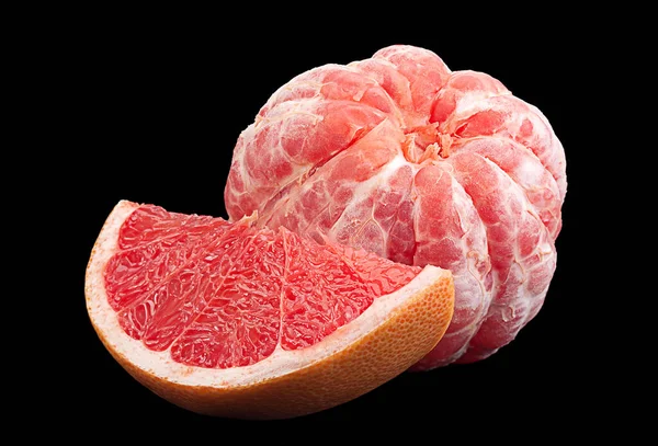 Orange Grapefruit Nahaufnahme Isoliert Auf Schwarzem Hintergrund — Stockfoto