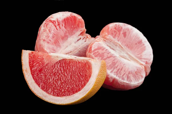 Orange Grapefruit Nahaufnahme Isoliert Auf Schwarzem Hintergrund — Stockfoto