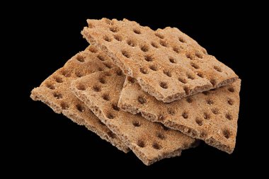 Düşük kalori siyah arka plan üzerine izole ekmek snack