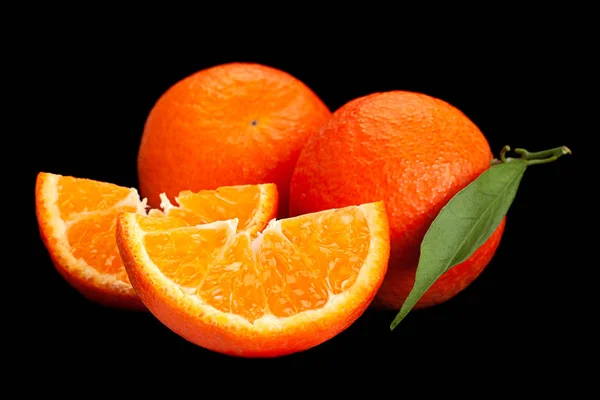 Clementine Zitrusfrüchte Nahaufnahme Isoliert Auf Schwarz — Stockfoto