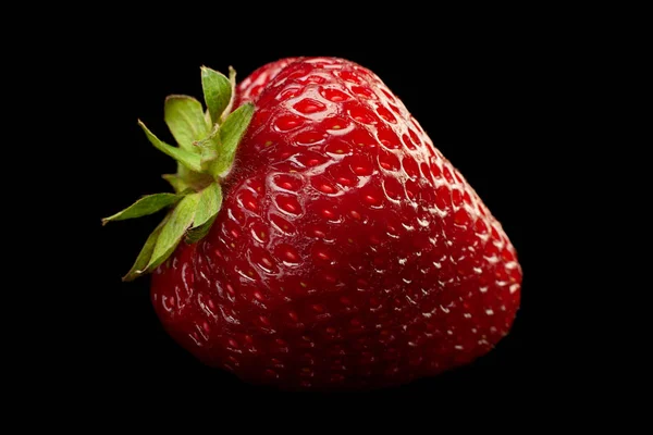 Strawberry Fruit Closeup Isolated Black Background — Stock Photo, Image