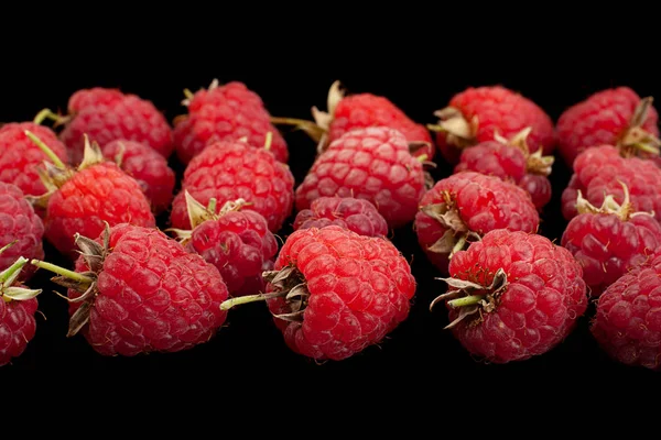 Framboesa Frutas Closeup Isolado Fundo Preto — Fotografia de Stock