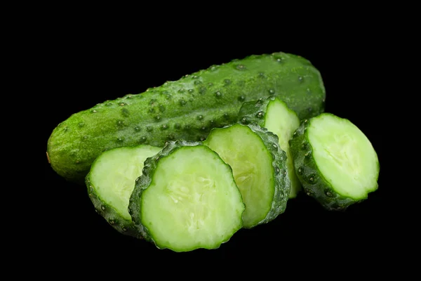 Pepino Vegetal Closeup Isolado Fundo Preto — Fotografia de Stock