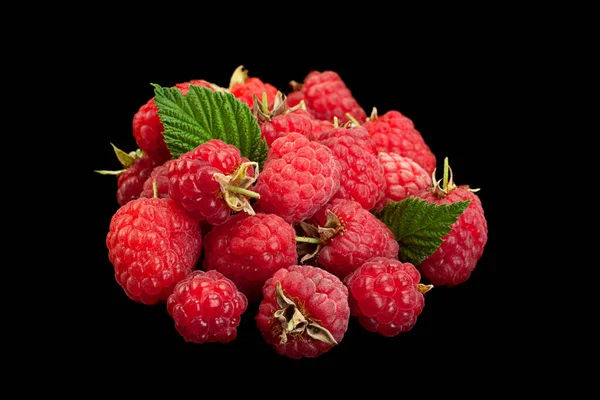 Raspberry Fruit Closeup Isolated Black Background — Stock Photo, Image