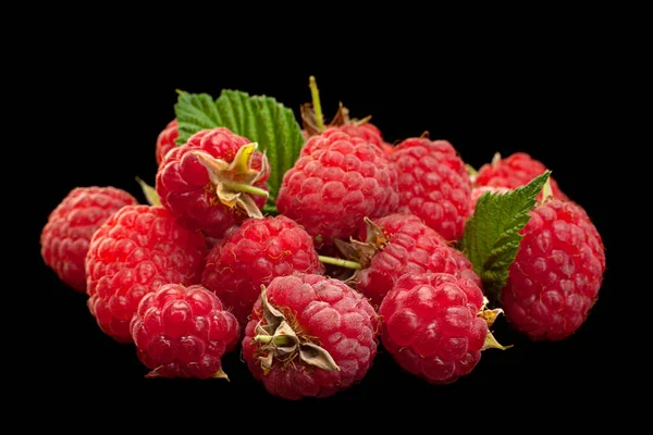 Framboos Fruit Closeup Geïsoleerd Zwarte Achtergrond — Stockfoto