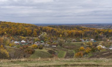 Sonbahar yatay, küçük uzak hamlet Kharkivshchyna Sumskaya oblast, Ukraine