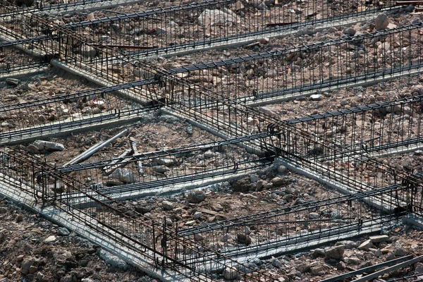 Iron rebars frame at construction site — 스톡 사진