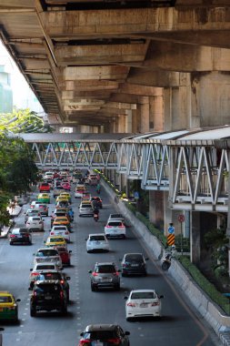 Bangkok, Tayland 'daki üst geçitler ve yaya köprüleri.