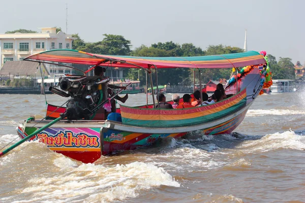 Bangkok Tailandia Diciembre 2019 Los Barcos Cola Larga Río Chao — Foto de Stock