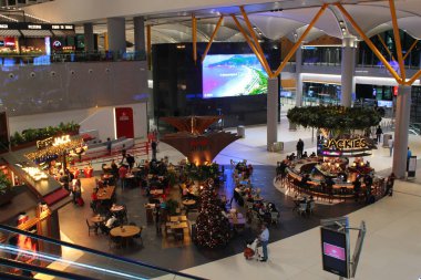 Istanbul, Turkey - November 28, 2019: Interior of departure hall in new Istanbul Airport. The main international airport serving Istanbul was opened in 2018.
