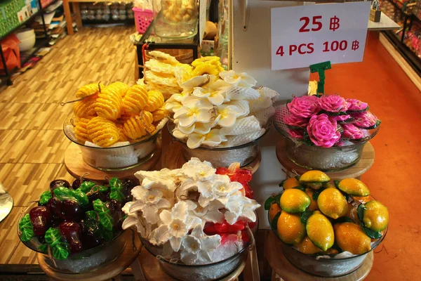 Bangkok Tailandia Diciembre 2019 Souvenir Frutas Jabón Flores Chatuchak Weekend —  Fotos de Stock