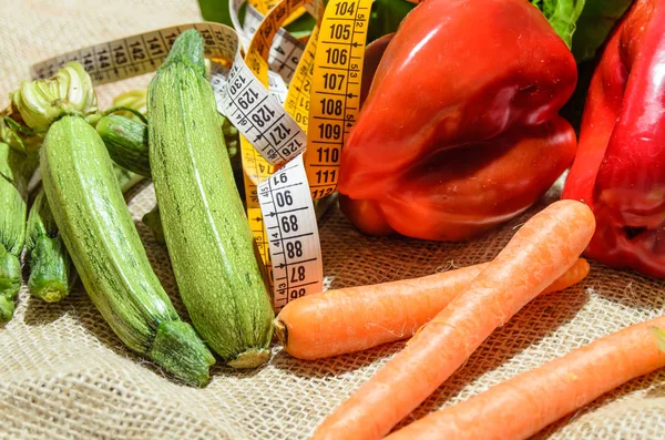 assortment of vegetables with meter