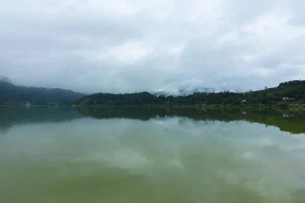 Landschaft Mit Dem See Furnas Nebel Ausflug Zur Insel Sao — Stockfoto