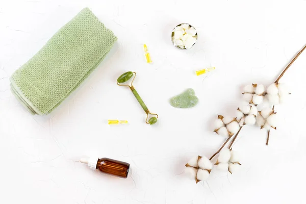 Zelfverzorging Kit Voor Lichaam Gezicht Jade Roller Voor Gouasha Massage — Stockfoto