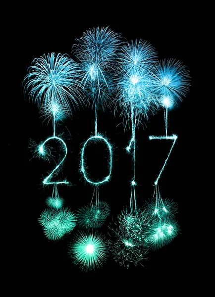 2017 Happy New Year feux d'artifice étincelles — Photo