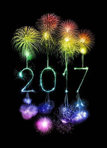 2017 Feliz ano novo fogos de artifício sparklers — Fotografia de Stock