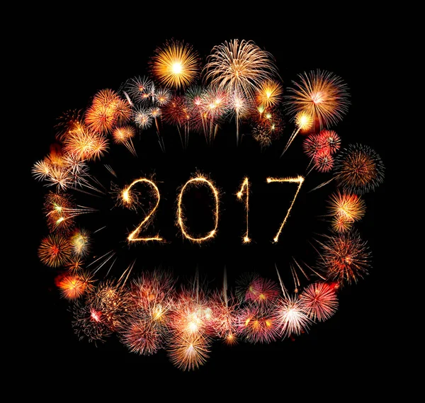 2017 Hyvää uutta vuotta ilotulitus sparklers — kuvapankkivalokuva