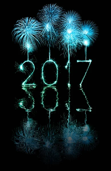 2017 Feliz Año Nuevo chispas de fuegos artificiales — Foto de Stock